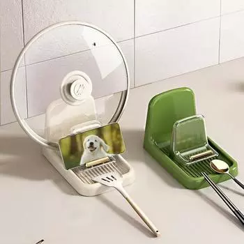 Подставка для крышки кастрюли, пластиковый держатель для ложки, подставка, кухонный органайзер, вилка, лопаточка, полка для сковороды, полка, посуда белый