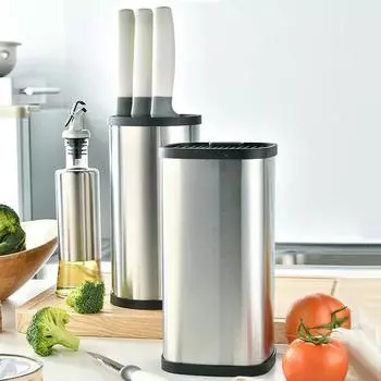 Подставка для кухонной вилки из нержавеющей стали, многофункциональная подставка для хранения ножей, органайзер для ножей, простое квадратное круглое ведро