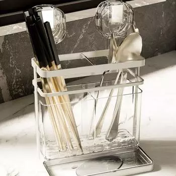 Подставка для кухонных принадлежностей на присоске, держатель для палочек для еды, большой емкости, установка без сверления, присоска чёрный