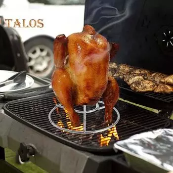 Подставка для курицы из нержавеющей стали для гриля, пивной банки, держатель для курицы, подставка для пищевой вертикальной жаровни для приготовления пищи в помещении, на открытом воздухе Square