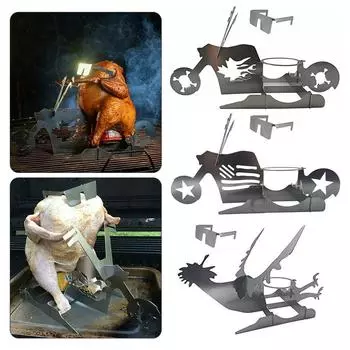 Подставка для курицы из пивной банки на велосипеде, стойка для гриля на мотоцикле, антипригарная подставка для гриля из нержавеющей стали для курицы, инструмент для барбекю as show