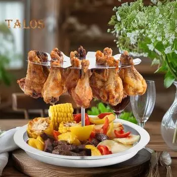 Подставка для куриных ножек и крылышек с поддоном для сбора жира, жаровня из нержавеющей стали, держатель для ножек, для гриля в помещении и на открытом воздухе, необходимое условие для сочных куриных ножек A