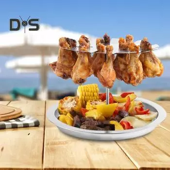 Подставка для куриных ножек и крылышек с поддоном для сбора жира, жаровня из нержавеющей стали, держатель для ножек, для гриля в помещении и на открытом воздухе, необходимое условие для сочных куриных ножек A