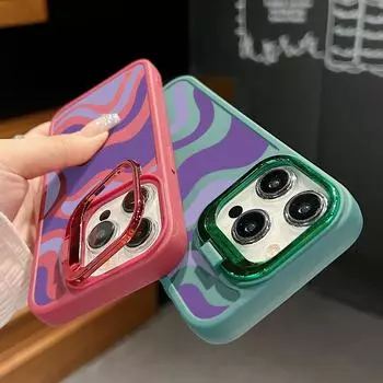 Подставка для линз цвета конфеты TPU Soft Shell для iPhone 16 Pro Max 15 14 Pro 13 12 11 Фиолетовая полоса противоударный матовый защитный чехол от падения iPhone 16 чёрный