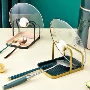 Подставка для ложки и держатель для крышки кастрюли Съемная полка для крышки кастрюли Подставка для кухонных принадлежностей Нескользящий органайзер для хранения кухонных принадлежностей