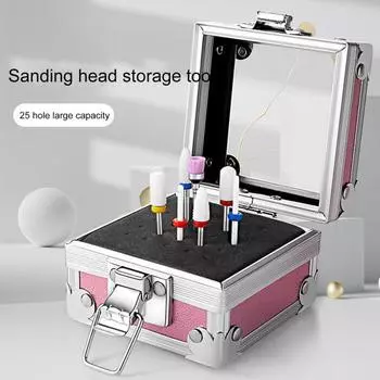 Подставка для маникюрных сверл, прозрачный верх, защита от падения, защитная защелка, 25 слотов, сверло для ногтей, держатель для хранения кистей, поставки для маникюрного салона розовый