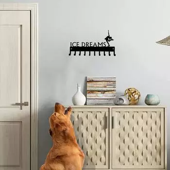 Подставка для медалей по фигурному катанию Ice Dreams - 14,5 дюймов с 10 крючками: Металлическое настенное искусство для демонстрации достижений бронзовый