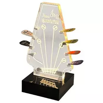 Подставка для медиатора с 3-цветной подсветкой - USB-питание, светящийся дисплей для хранения медиаторов со светящимися эффектами (Крутой декор комнаты и музыкальный подарок) One Size белый