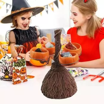 Подставка для метлы на Хэллоуин с 37717 тыквенными мисками, жуткая миска с конфетами и едой для выпрашивания сладостей 3pcs