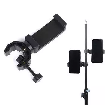 Подставка для микрофона 10x4 см, держатель для телефона, вращающийся на 360 градусов, черный