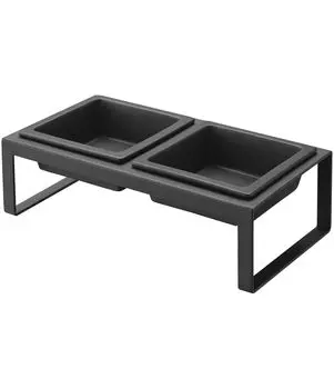 Подставка для мисок для корма для домашних животных Yamazaki Jitsugyo, высокая черная башня 4745, приблизительная. Ш29XГ15.5XВ10см чёрный