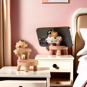 Подставка для мобильного телефона Crayon Shin-chan, креативный маленький орнамент, подставка для мобильного телефона, офисная настольная милая кукла белый