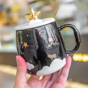 Подставка для мобильного телефона Кружка с крышкой-ложкой, Винтажная фарфоровая кружка, Цветочный чайный сервиз, кофейная чашка, Подарочная посуда для воды, молока и кофе