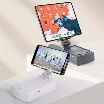 Подставка для мобильного телефона с беспроводным Bluetooth-динамиком, телескопический складной держатель для мобильного телефона для планшета, поддержка домашнего аудио чёрный