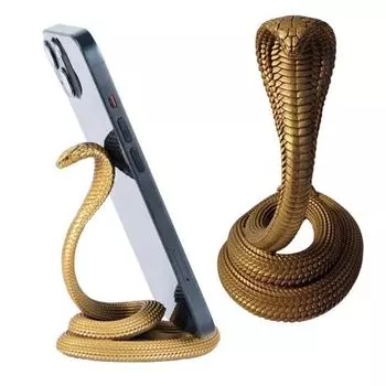 Подставка для мобильного телефона в виде змеи, скульптура из смолы в виде змеи, подставка для мобильного телефона для офиса, дома, настольного смартфона, подарок для мужчин, женщин, любителей змей золотистый