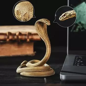 Подставка для мобильного телефона Yousheng Snake, скульптура из смолы в виде змеи, подставка для мобильного телефона для офиса, дома, настольного смартфона, подарок для мужчин, женщин, любителей змей золотистый
