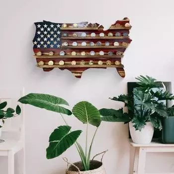 Подставка для монет Challenge Coin, держатель для монет в форме американского флага, настенная многоярусная стойка для монет для ветеранов, сувениры, патриотический декор разноцветный