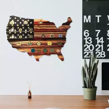 Подставка для монет из дерева с американским флагом, сделанная своими руками Креативная подставка для монет Креативные деревянные поделки One Size