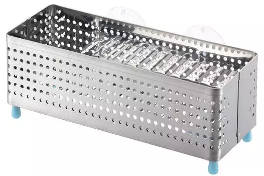 Подставка для моющих средств Yoshikawa, 3-сторонняя, нержавеющая сталь, серебристая, xx 1621042 19,1 9,1 7,3 см