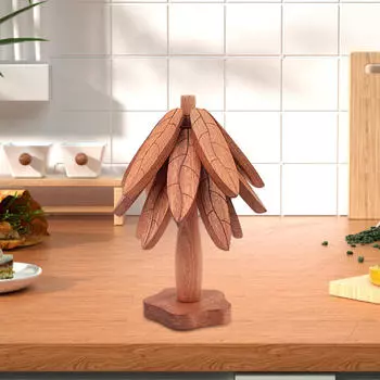 Подставка для напитков Изоляционный коврик, нескользящий деревянный коврик для стола Tree Art, стол для посуды, утвари, горшка 3pcs