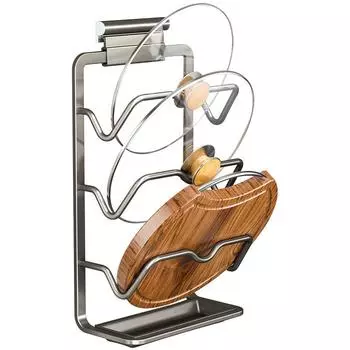 Подставка для настенного крепления крышки кастрюли, устойчивая к падению, алюминиевый держатель для крышки кастрюли, полка для хранения разделочной доски, держатель для слива без проколов 3-tier