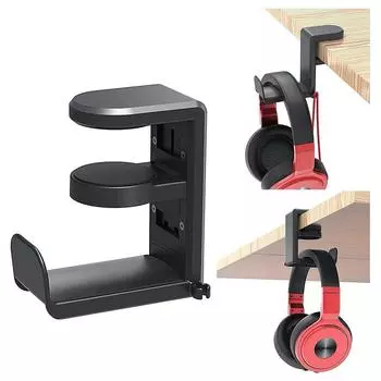 Подставка для наушников, держатель для наушников из алюминия, крепление под столом, подставка для наушников с регулируемым и вращающимся встроенным кабелем