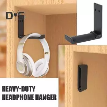 Подставка для наушников, грузоподъемность 10 фунтов, простая установка, складная игровая вешалка для гарнитуры, органайзер под столом чёрный