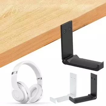 Подставка для наушников, грузоподъемность 10 фунтов, простая установка, складная игровая гарнитура, под столом чёрный