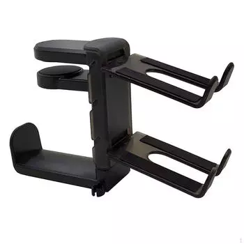 Подставка для наушников Крючок для наушников Металлический зажим для крепления на столе Регулируемый кронштейн с двойной гарнитурой чёрный