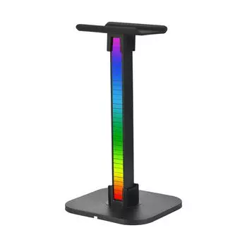Подставка для наушников RGB-подсветка для настольного ПК, игровая гарнитура, противоскользящая нижняя часть, с портами Type-C чёрный