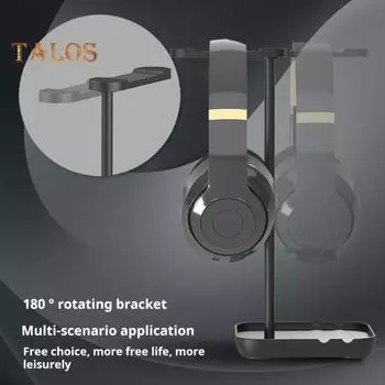 Подставка для наушников с устойчивым основанием, нескользящая конструкция, вращающийся на 180 градусов многофункциональный держатель, настольная подставка для гарнитуры чёрный