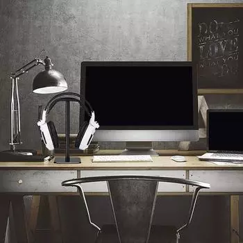 Подставка для наушников Универсальный алюминиевый металлический держатель для гарнитуры Алюминиевый поддерживающий гибкий подголовник Модная вешалка для наушников чёрный