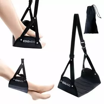 Подставка для ног COOWOO, удобная для путешествий, офиса, автомобиля, ночного автобуса Shinkansen, стул для стола с ящиком для хранения, складная (черный) чёрный