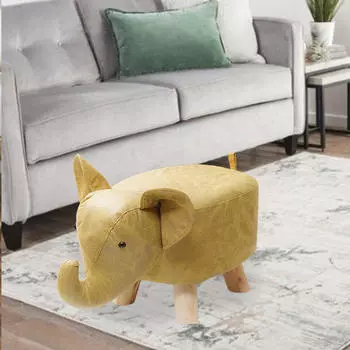 Подставка для ног для животных, подставка для ног, с деревянными ножками, портативная скамейка для хранения мультфильмов, милый османский табурет, синий