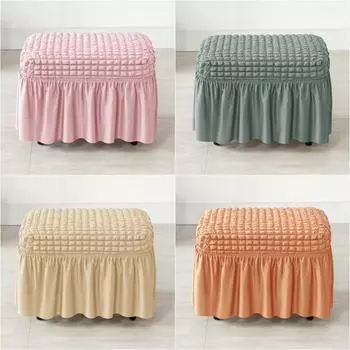 Подставка для ног из хлопчатобумажной ткани, чехол для юбки, прочный эластичный чехол для оттоманки из спандекса, сплошной цвет, нескользящая подставка для ног, чехол для гостиной