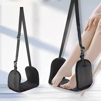 Подставка для ног в самолете, регулируемая подвесная подставка для ног, гамак, портативная подставка для ног, складная подставка для ног из пеноматериала с эффектом памяти для офиса, кемпинга чёрный