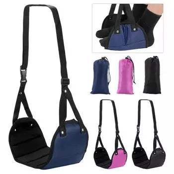 Подставка для ног в самолете, складной регулируемый гамак для ног, портативный гамак для отдыха в самолете, подставка для ног для путешествий, офисные аксессуары для общежития чёрный