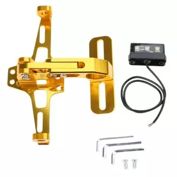 Подставка для номерного знака мотоцикла, алюминиевая, со светодиодной подсветкой чёрный