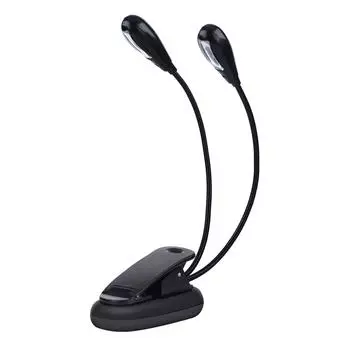 Подставка для нот Clip On Book Reading Mini Double Adjustable Arms Light LED Lamp (8 бусин)