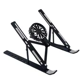 Подставка для ноутбука из алюминиевого сплава с вентилятором для отвода тепла, портативная, складная, легкая, сверхпрочная, металлическая, настольная, держатель-подставка для планшетного компьютера 16inch чёрный