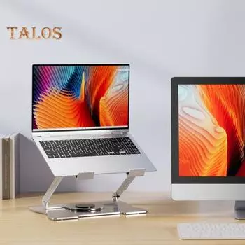 Подставка для ноутбука из углеродистой стали, вращающаяся на 360 градусов, регулируемый угол высоты, противоскользящая, быстро рассеивающая тепло, металлическая подставка для настольного планшетного компьютера B чёрный