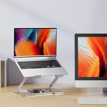 Подставка для ноутбука из углеродистой стали, вращающаяся на 360 градусов, регулируемый угол высоты, противоскользящая, быстрая B чёрный