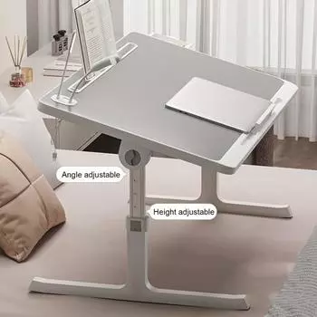 Подставка для ноутбука, переносной стол с ящиком для хранения вещей, прочный, несущий нагрузку, регулируемый, складной, столик для планшета со светодиодной лампой A серый