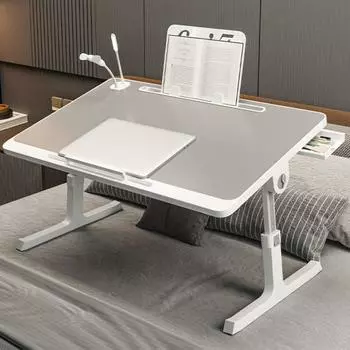 Подставка для ноутбука, переносной стоячий стол с ящиком для хранения вещей, прочный, несущий нагрузку, регулируемый, складной, для планшета на коленях A серый