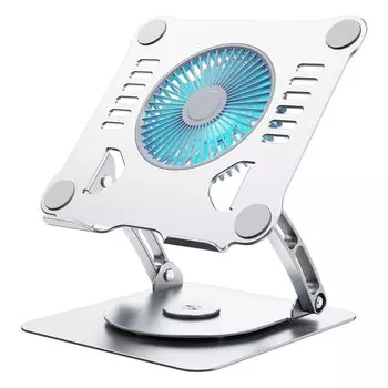 Подставка для ноутбука, подставка для планшета с вентилятором охлаждения, складная подставка из алюминиевого сплава с подъемным механизмом для ноутбука серебряный