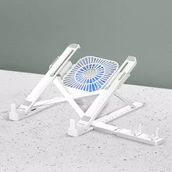 Подставка для ноутбука с охлаждающим вентилятором. Держатель для компьютера. Складная, прочная, регулируемая по высоте. Удобная для переноски.