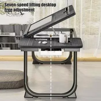 Подставка для ноутбука со складными ножками, регулируемая по высоте, прочная, выдерживающая большую нагрузку, многофункциональная, с небольшим ящиком чёрный