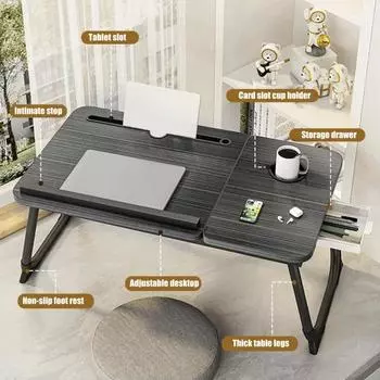 Подставка для ноутбука со складными ножками, регулируемая по высоте, прочная, выдерживающая большую нагрузку, многофункциональная, с небольшим ящиком белый