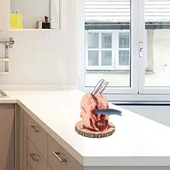 Подставка для ножей в виде головы зомби, кухонная стойка для хранения ножей, украшение в виде черепа на Хэллоуин