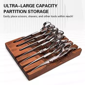 Подставка для ножниц, деревянный лоток, 7 отделений для карт, расческа, настольная коробка, парикмахерский органайзер, подставка для инструментов розы красного